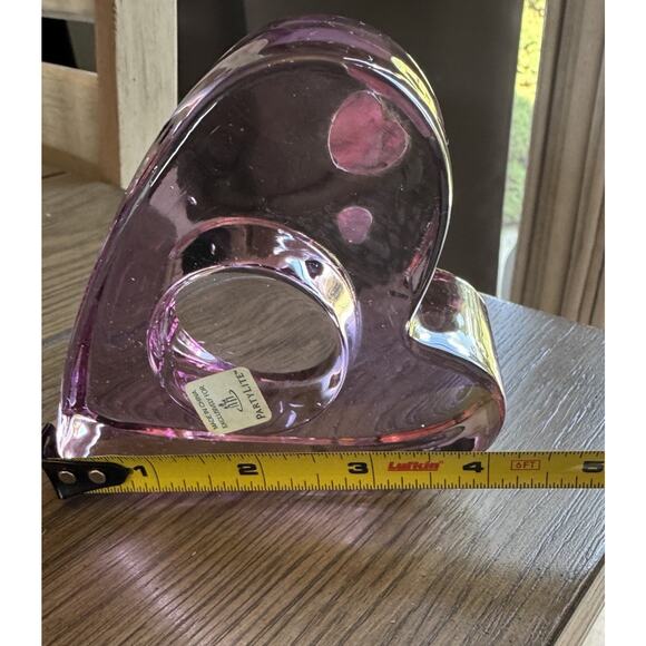 Retired PartyLite Purple Passion Heavy Glass Candle Holders Heart Shape Jeweled - Picture 7 of 10